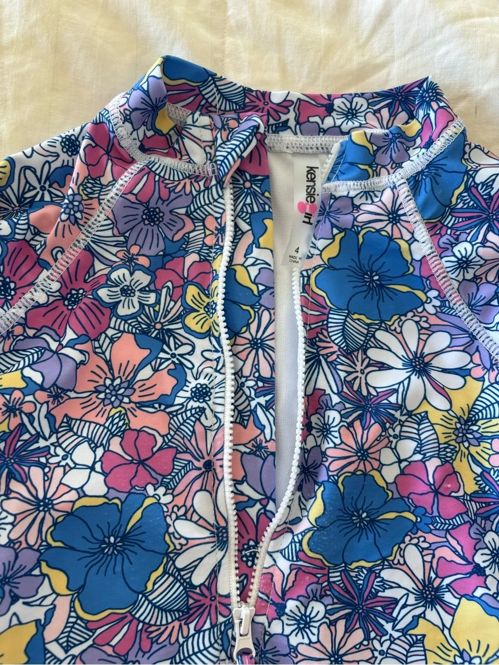 4T Set of 2 Kensie Girl long-sleeve one-piece rash guard swimsuit